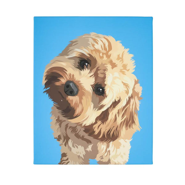 dog canvas with sky blue background