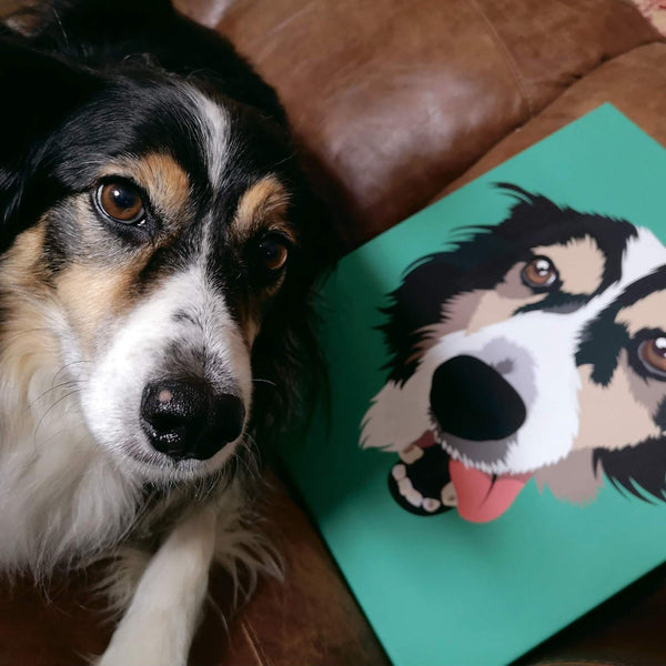 happy dog with canvas print